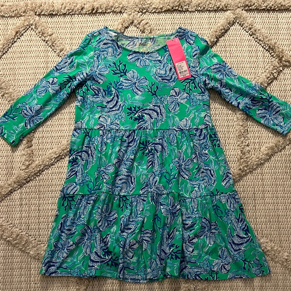Lilly Pulitzer Kids Dress in Blue and Green Floral
